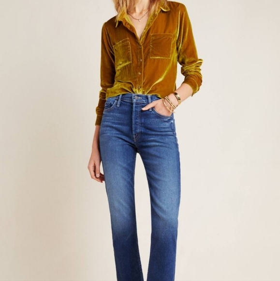 Maeve by Anthropologie Velvet Button Down Shirt - Picture 7 of 8